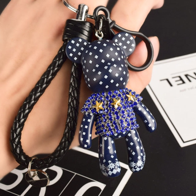 Handmade DIY Craft Rhinestone Bomgom Tassels Cartoon Popobe Gloomy Bear Keychain Cute Bag Charm Holder Cartoon Resin Key Chain