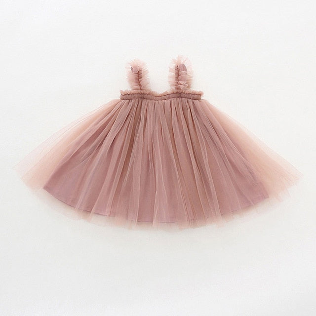 Sleeveless Strap Tulle Baby Girl Dress First Birthday Girl Party Princess Dress Toddler Girl Clothes