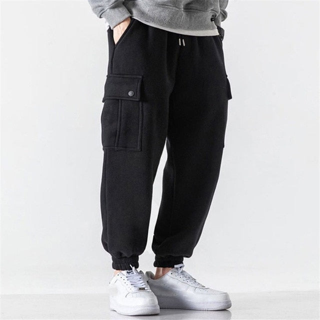 Men Sweatpants Plus Size Winter Loose Trouser Outdoor Male Pocket Warm Comfort Jogging Sport Pants Pantalones