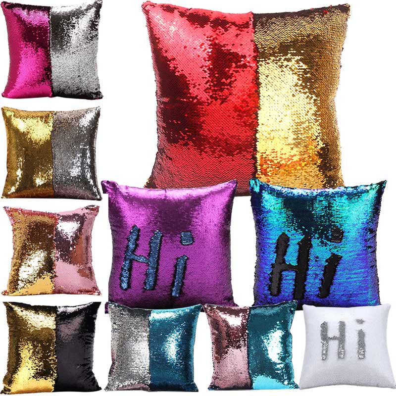 Mermaid Pillows Two Tone Sequins Throw Pillow Cushion Case DIY Case Double Sides Decorative Pillows-Dollar Bargains Online Shopping Australia