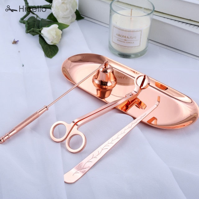 4pcs/set Candle Snuffer Trimmer Hook Tray Dipper Candle scissors Accessory Stainless Steel Extinguisher Flame Home Decoration