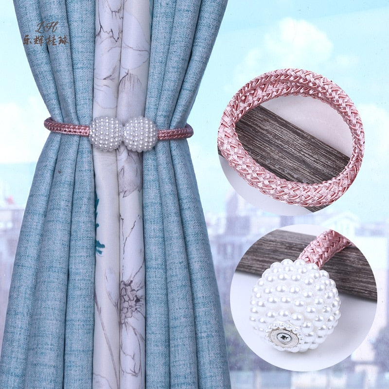 Mini Curtain Buckle 14 Colors Thick Rope Large Pearl Magnetic Buckle 2.5cm Pearl Buckle Curtain Strap Tie Rope Home Accessories-Dollar Bargains Online Shopping Australia