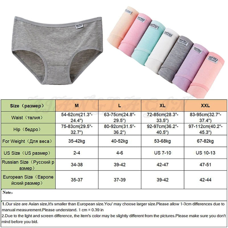 7 Pcs Underwear Women Plus Size Panties Girl Briefs Sexy Cotton Shorts Underpants Solid Panty-Dollar Bargains Online Shopping Australia