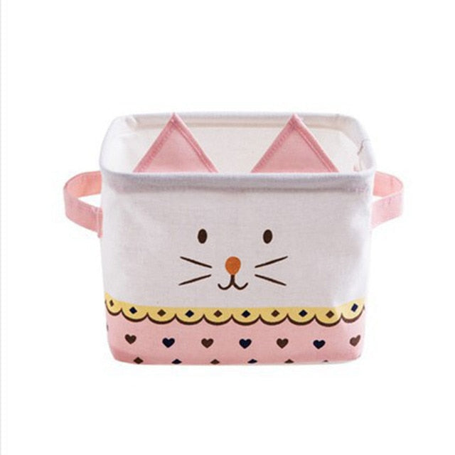 Cute Cat Desktop Storage Basket Cosmetics Container Office Stationery Waterproof Storage Box  Bags Sundries Case Organizer