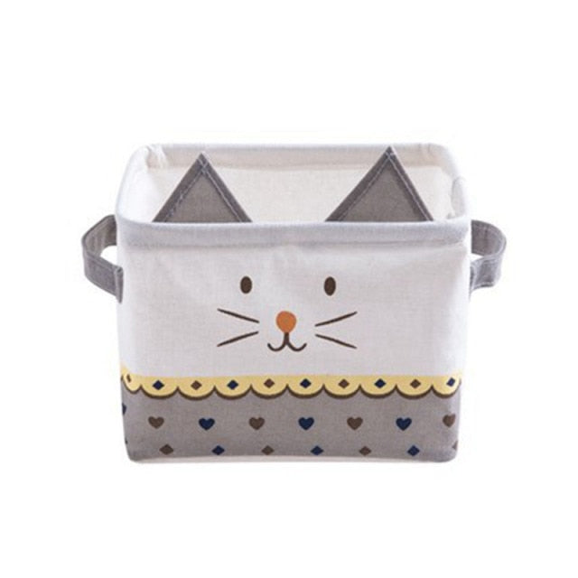 Cute Cat Desktop Storage Basket Cosmetics Container Office Stationery Waterproof Storage Box  Bags Sundries Case Organizer