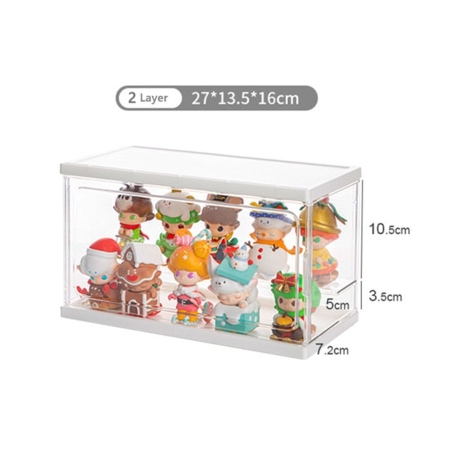 Action Figures Storage Box Dustproof Small Doll Display Cabinet Toy Organizer Save Desktop Space HD Cleart Bin Display for Home