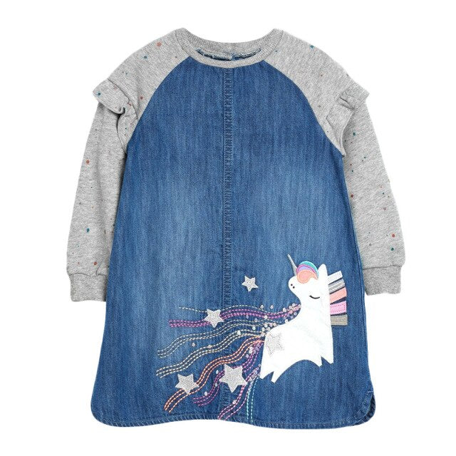 Frocks for Kids Brand Spring Baby Girls Clothes Cotton Hedgehog Applique Shirtdress Toddler Dresses