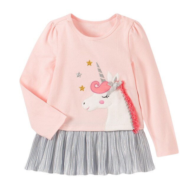 Frocks for Kids Brand Spring Baby Girls Clothes Cotton Hedgehog Applique Shirtdress Toddler Dresses