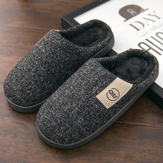 Men Winter Warm Slippers Fur Slippers Men Boys Plush Slipper Cotton Shoes Non-slip Solid Color Home Indoor Casual Slippers-Dollar Bargains Online Shopping Australia