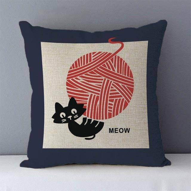 Couch cushion Cartoon cat printed quality cotton linen home decorative pillows kids bedroom Decor pillowcase-Dollar Bargains Online Shopping Australia