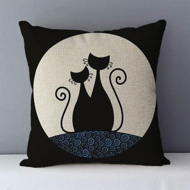 Couch cushion Cartoon cat printed quality cotton linen home decorative pillows kids bedroom Decor pillowcase-Dollar Bargains Online Shopping Australia