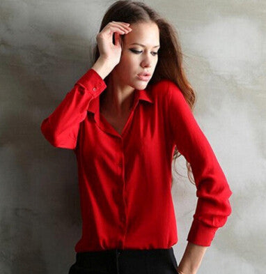 women summer solid blouse shirt casual slim workwear elegant chiffon blusas femininas tops ladies formal blouse plus size-Dollar Bargains Online Shopping Australia