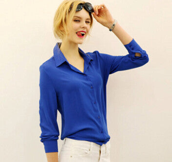 women summer solid blouse shirt casual slim workwear elegant chiffon blusas femininas tops ladies formal blouse plus size-Dollar Bargains Online Shopping Australia