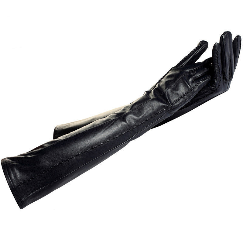 women leather gloves Genuine Leather Cotton Adult Black Length 45-48CM-Dollar Bargains Online Shopping Australia