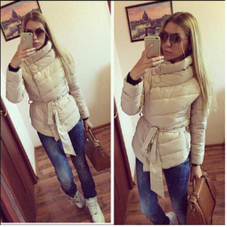 winter jacket women Cotton down coat high collar with belt parkas for women winter 9 colors warm outerwear coats-Dollar Bargains Online Shopping Australia