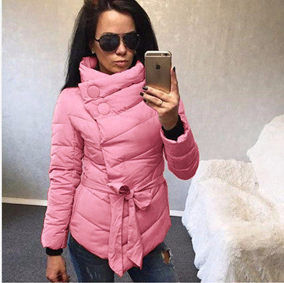 winter jacket women Cotton down coat high collar with belt parkas for women winter 9 colors warm outerwear coats-Dollar Bargains Online Shopping Australia