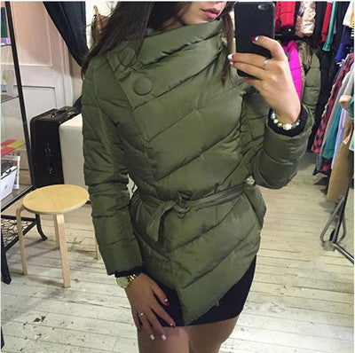 winter jacket women Cotton down coat high collar with belt parkas for women winter 9 colors warm outerwear coats-Dollar Bargains Online Shopping Australia