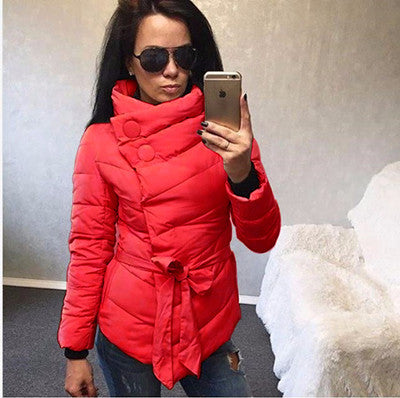 winter jacket women Cotton down coat high collar with belt parkas for women winter 9 colors warm outerwear coats-Dollar Bargains Online Shopping Australia