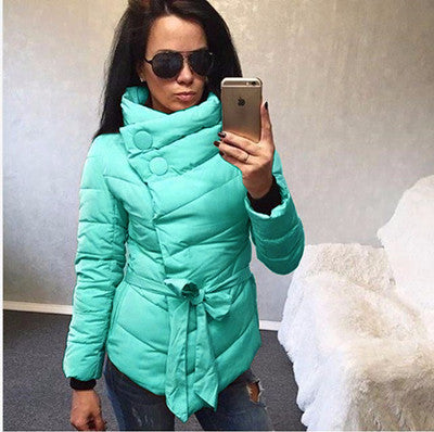 winter jacket women Cotton down coat high collar with belt parkas for women winter 9 colors warm outerwear coats-Dollar Bargains Online Shopping Australia