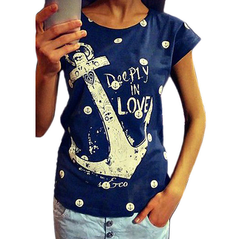 summer tops tees ladies short t shirt women Boat anchor t-shirt dress Cotton female tshirt woman clothes plus size vestidos-Dollar Bargains Online Shopping Australia