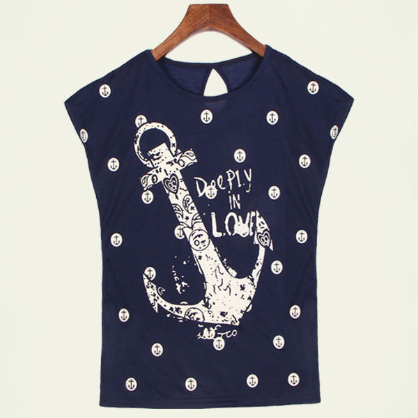 summer tops tees ladies short t shirt women Boat anchor t-shirt dress Cotton female tshirt woman clothes plus size vestidos-Dollar Bargains Online Shopping Australia