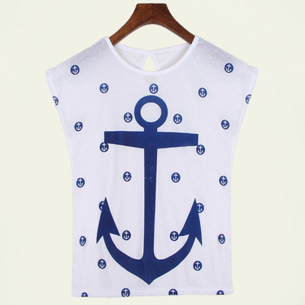 summer tops tees ladies short t shirt women Boat anchor t-shirt dress Cotton female tshirt woman clothes plus size vestidos-Dollar Bargains Online Shopping Australia