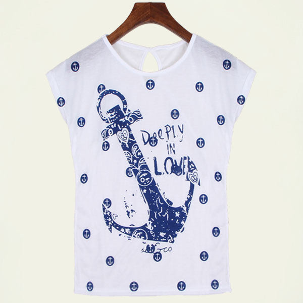 summer tops tees ladies short t shirt women Boat anchor t-shirt dress Cotton female tshirt woman clothes plus size vestidos-Dollar Bargains Online Shopping Australia