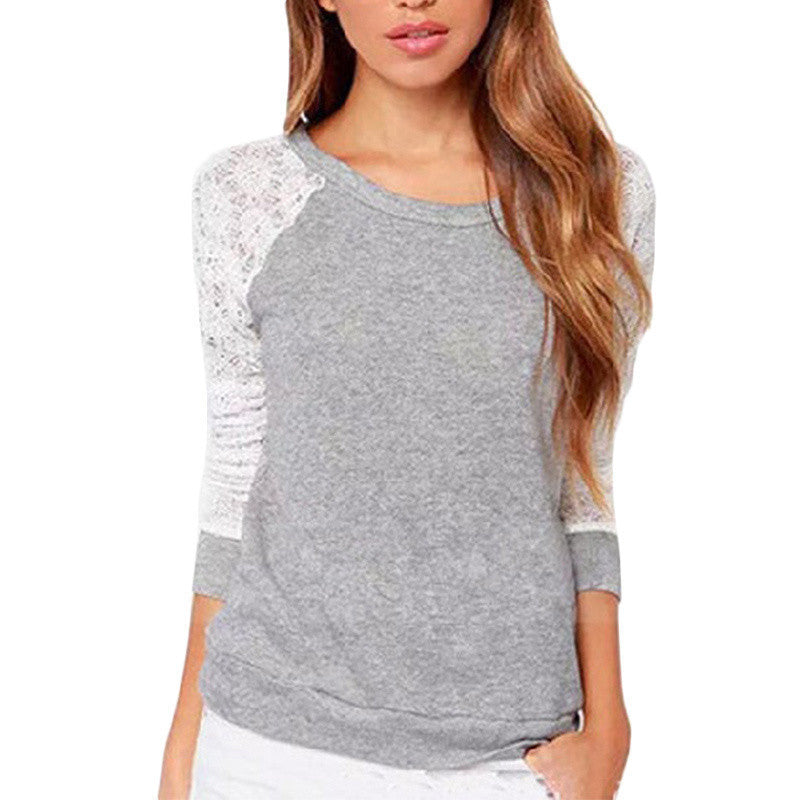 Women Hoody Summer Spring Autumn Fashion Lace Patchwork Hoodies Backless Shirt Tops Casual Sweatshirts Mujer Camisas Femininas-Dollar Bargains Online Shopping Australia