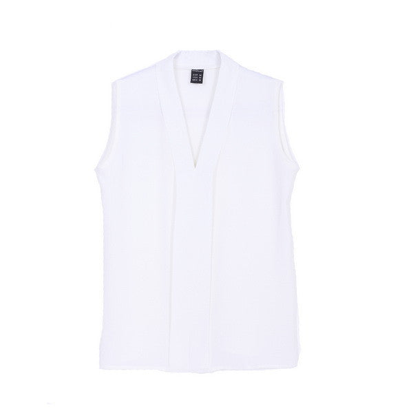 Women plus size V neck summer blouses low cut sleeveless shirts European casual tops solid tee-Dollar Bargains Online Shopping Australia