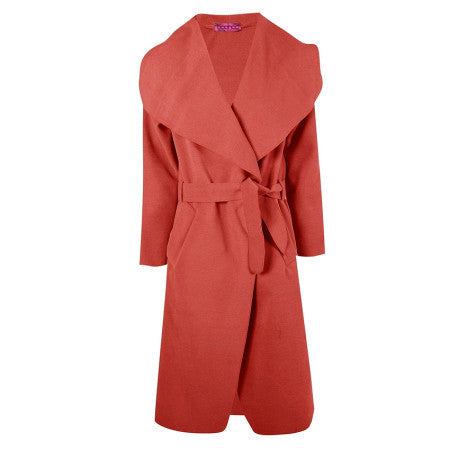 Winter Coat Women Wide Lapel Belt Pocket Wool Blend Coat Oversize Long Red Trench Coat Outwear Wool Coat Women-Dollar Bargains Online Shopping Australia