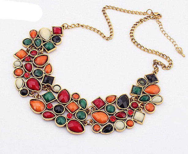 Popular 6 Colors Multicolor Big Pendant Clavicle Chain Necklace Women's Delicate Banquet Jewelry-Dollar Bargains Online Shopping Australia