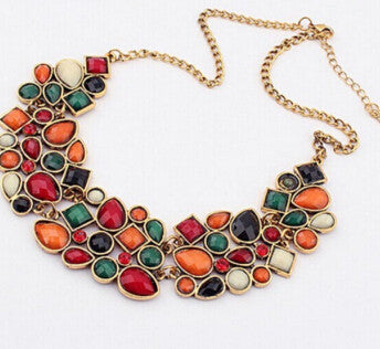 Popular 6 Colors Multicolor Big Pendant Clavicle Chain Necklace Women's Delicate Banquet Jewelry-Dollar Bargains Online Shopping Australia