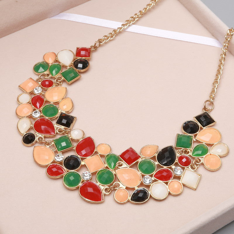 Popular 6 Colors Multicolor Big Pendant Clavicle Chain Necklace Women's Delicate Banquet Jewelry-Dollar Bargains Online Shopping Australia