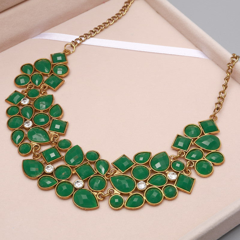 Popular 6 Colors Multicolor Big Pendant Clavicle Chain Necklace Women's Delicate Banquet Jewelry-Dollar Bargains Online Shopping Australia