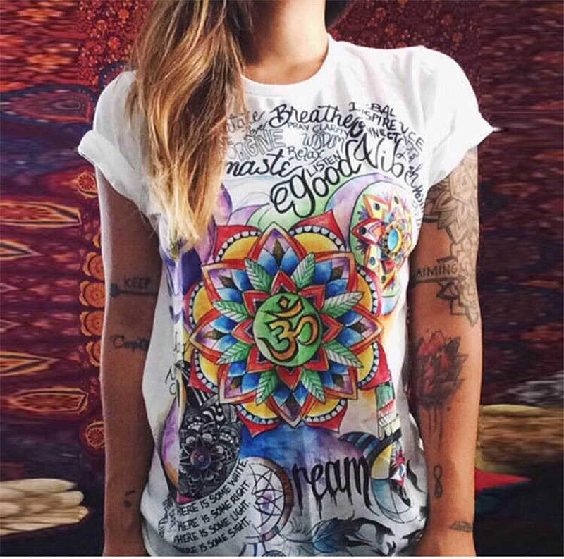 European Style Summer T shirt Women Hamsa Hand 3D Print T-shirt Fashion Graphic Tees Women Designer Clothing-Dollar Bargains Online Shopping Australia