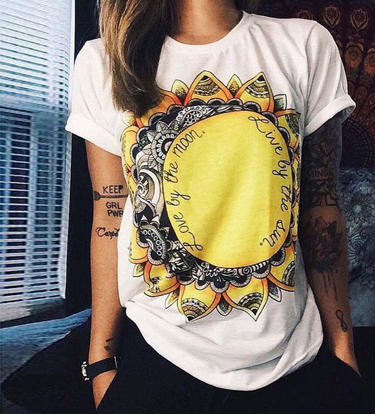 European Style Summer T shirt Women Hamsa Hand 3D Print T-shirt Fashion Graphic Tees Women Designer Clothing-Dollar Bargains Online Shopping Australia