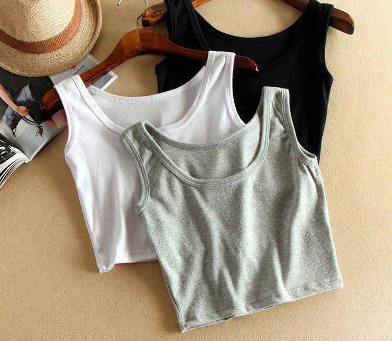 Women Short Crop Top Style Sleeveless U Vintage Croptops Sportwears Tank Tops,Femme Vest Tube Top-Dollar Bargains Online Shopping Australia