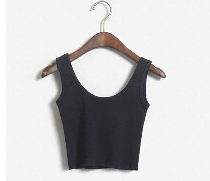 Women Short Crop Top Style Sleeveless U Vintage Croptops Sportwears Tank Tops,Femme Vest Tube Top-Dollar Bargains Online Shopping Australia