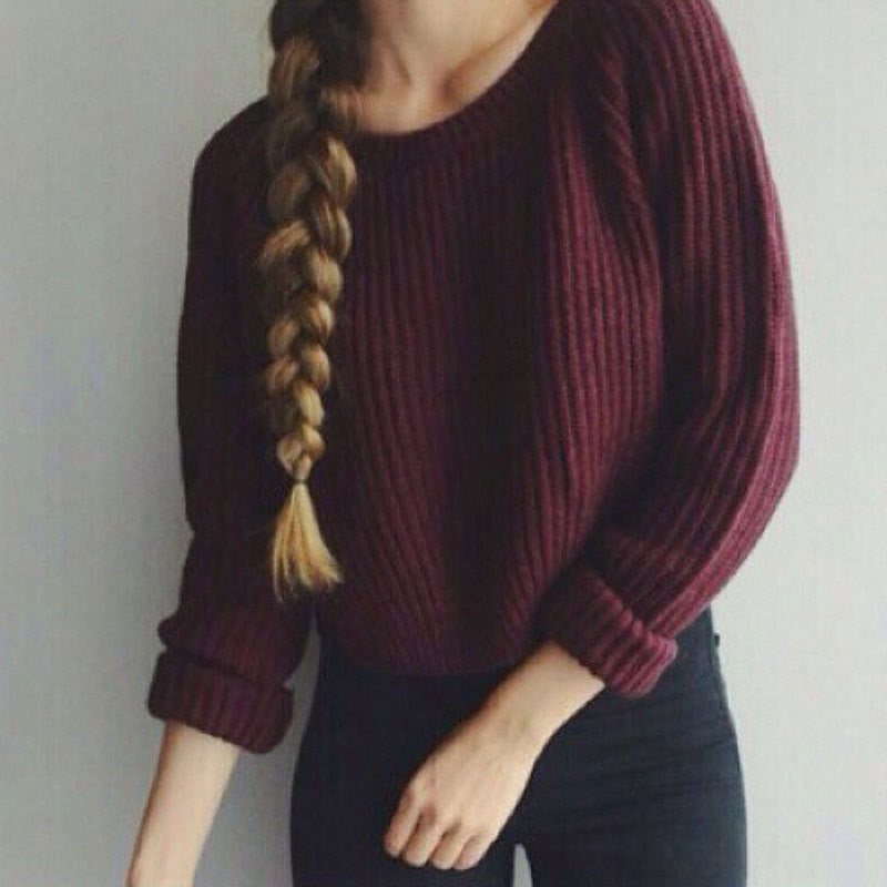 women sweaters and pullovers style long sleeve casual crop sweater slim solid knitted jumpers