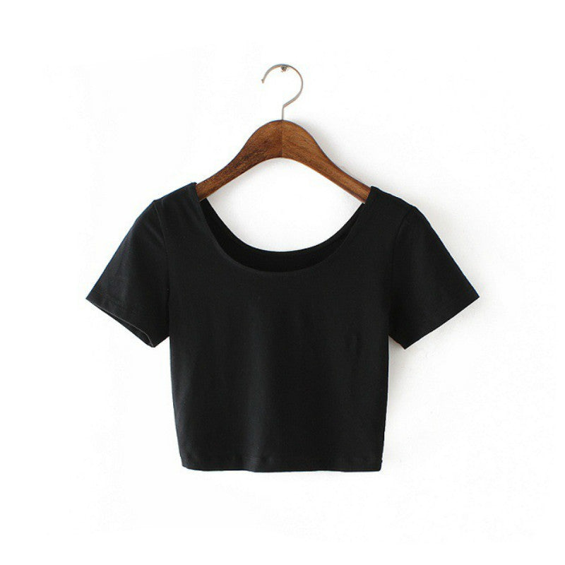 Women Best U neck Sexy Crop Top Ladies Short Sleeve T Shirt Tee Short T-shirt Basic Stretch T-shirts-Dollar Bargains Online Shopping Australia