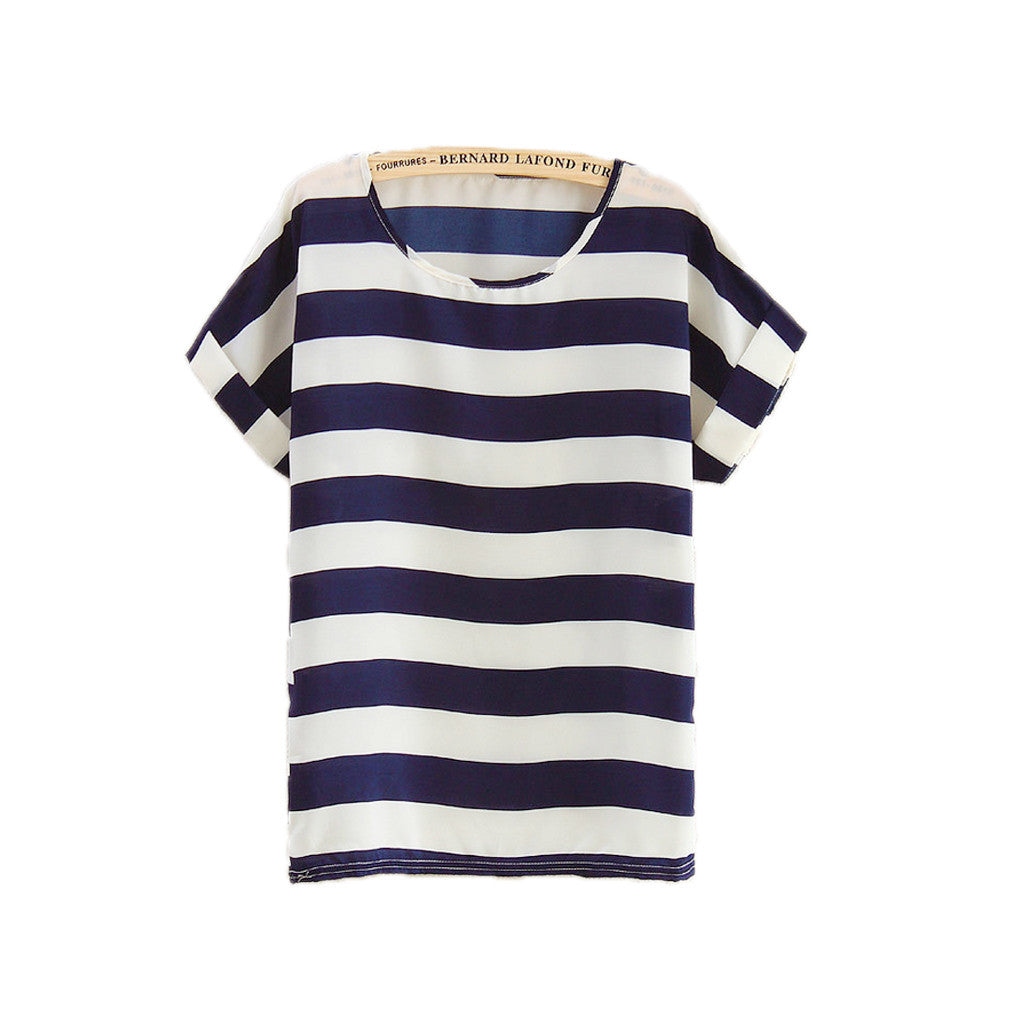 explosion models Chiffon T Shirts Tops Loose Ladies T-shirts Striped-Dollar Bargains Online Shopping Australia