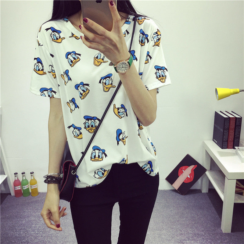 Women's Summer T-Shirt Clothes Shirt O-neck Polka Dotted Short Tops Bottoming Tops-Dollar Bargains Online Shopping Australia