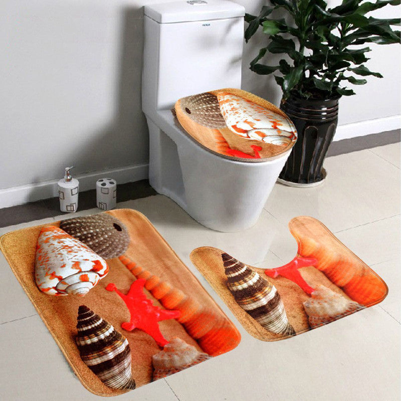 1 Set Soft Starfish Pedestal Rug Bath Mat Flannel Seashell Contour Pedestal Rug Lid Toilet Cover Carpet Bathroom Set-Dollar Bargains Online Shopping Australia