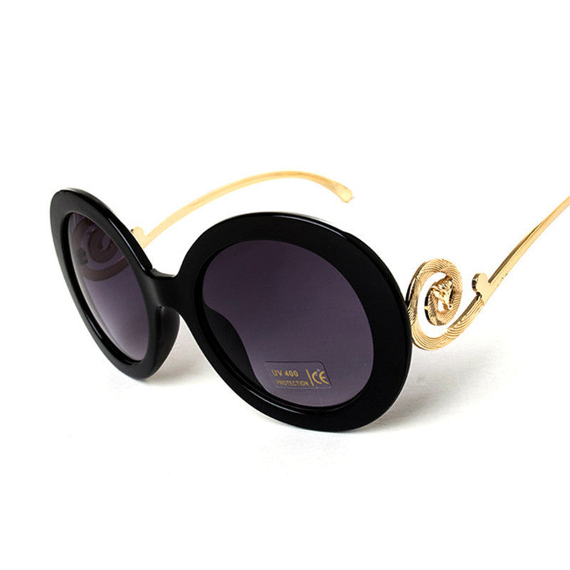 Round Big Frame Fox Metal Temple Glasses Vintage Baroque Fashion Summer Cool Sunglasses Women Brand Designer shades S1325-Dollar Bargains Online Shopping Australia