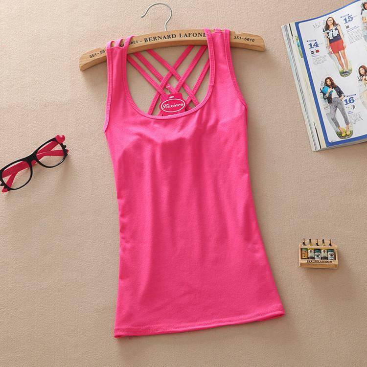 Online discount shop Australia - Fashion Casual  Women Basic Cotton Sleeveless Tank Tops Vest Tops Candy Color Vest Tank Tops