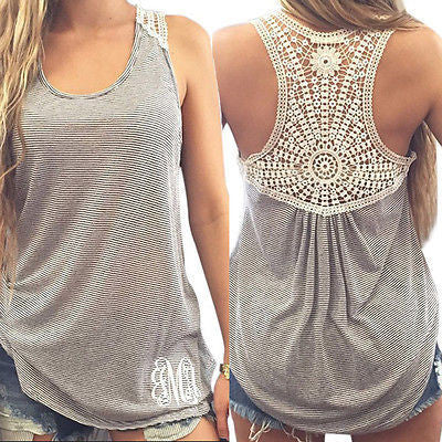 Women's Clothing Tops & Tees Tanks Fashion Women Summer Vest Top Sleeveless Casual Hollow Out Lace Tank Tops-Dollar Bargains Online Shopping Australia