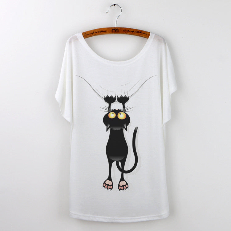 Harajuku Cat t-shirt Women Tee Shirt Femme Summer Casual Animal Cartoon print short sleeve Loose Ladies tops t shirt White-Dollar Bargains Online Shopping Australia