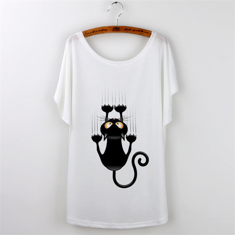 Harajuku Cat t-shirt Women Tee Shirt Femme Summer Casual Animal Cartoon print short sleeve Loose Ladies tops t shirt White-Dollar Bargains Online Shopping Australia