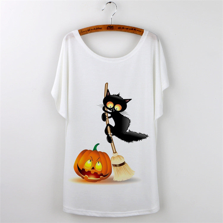 Harajuku Cat t-shirt Women Tee Shirt Femme Summer Casual Animal Cartoon print short sleeve Loose Ladies tops t shirt White-Dollar Bargains Online Shopping Australia