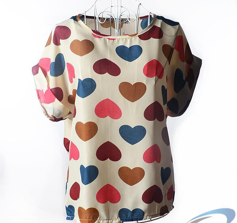 European and American plus size women clothing heart printing t shirt women short-sleeved women tops summer roupas femininas-Dollar Bargains Online Shopping Australia